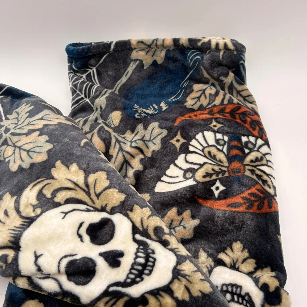 Black Cat Bedding Company Gothic Plush Oversized Throw Skulls Ravens Halloween